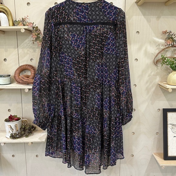 LOST + WANDER Sweet Surrender Dress SZ M Floral Long Sleeve Purple Black - Picture 6 of 13